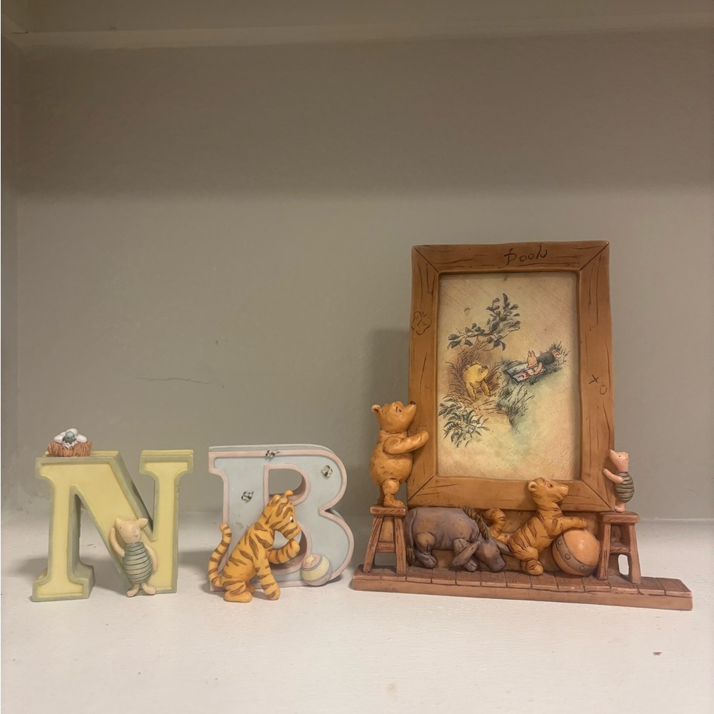 Winnie the Pooh Nursery Frame & Letter Decor Set - Yellow, Cream, Tan